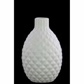 H2H Stoneware Bellied Round Vase with Wave Design Lips, Matte & White H23247994